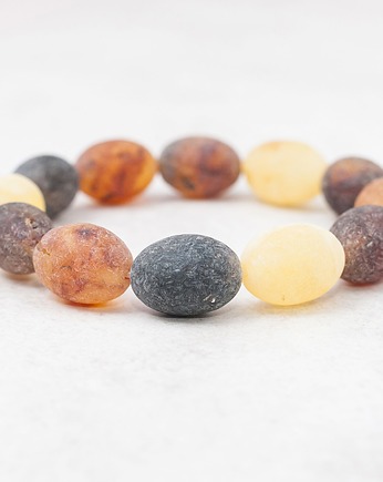 Bransoletka bursztyn multikolor oliwka matowa, AmberMal