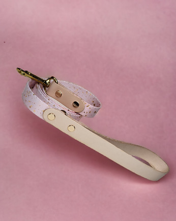 Smycz miejska Pink Confetti / Nude Leather, Rufus Szyje