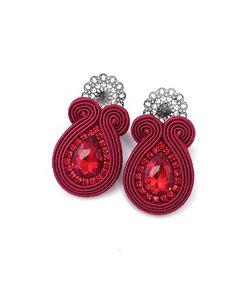 Kolczyki sutasz czerwone sztyfty małe codzienne Ella z kryształkam, Katrina Rossa