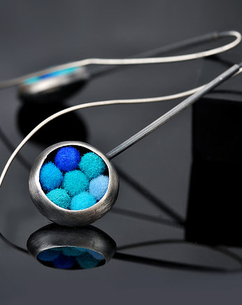 Srebrne kolczyki wiszace TURQUOISE MELANGE, SHAMBALA