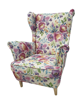 Fotel uszak Flower White do salonu sypialni, Scandi Home Style