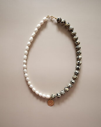 Naszyjnik Celia kamienie jaspis dalmatyński i perły naturalne, LEO jwlr
