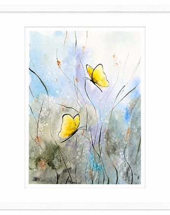 Oryginalna akwarela. Motyle na łące 30x40cm, Malgorzata Domanska