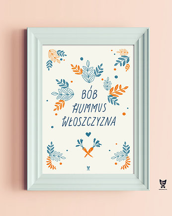 Plakat dla wegetarian Bób hummus włoszczyzna A2, Pan Lis
