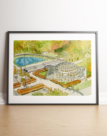 Plakat Wrocław, Hala Stulecia, akwarela, Anna Bednarczyk Ilustracje