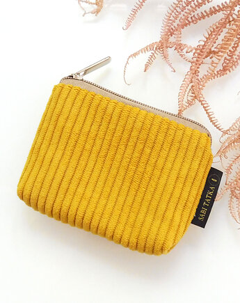 Portfel etui na karty ze sztruksu Żółty, sabi tatka