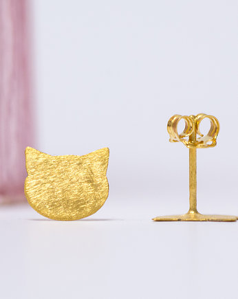 Małe kolczyki pozłacane złote kotki, Fox and Jewelry