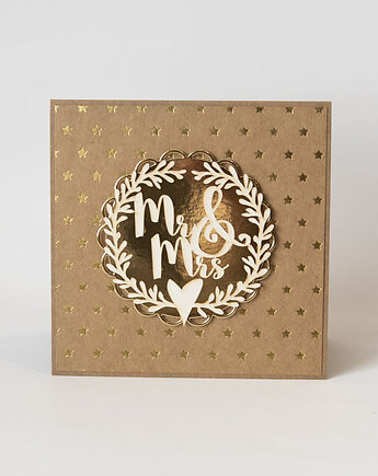 Kartka ślubna z wiankiem MR MRS, Papiernik