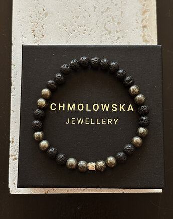 Bransoletka Męska Piryt i Lawa, Chmolowska Jewellery