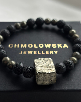 Bransoletka Męska Piryt i Lawa, Chmolowska Jewellery