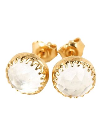 Kolczyki złote sztyfty Mignon z kryształem górskim, Blooming Stones