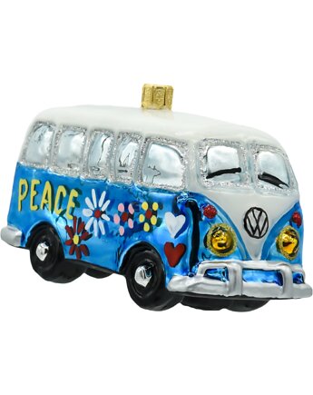 Bombka choinkowa: Samochód van hippie: niebieski, Syn Bombkarza