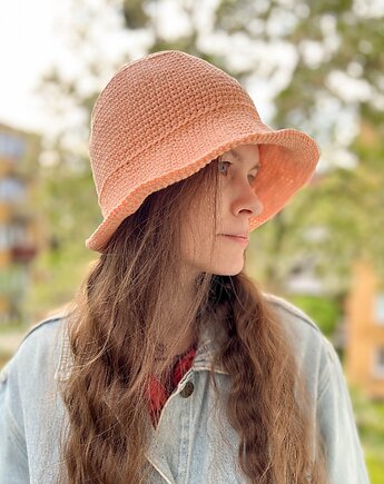Bawełniany letni kapelusz brzoskwiniowy, Made by Jaga