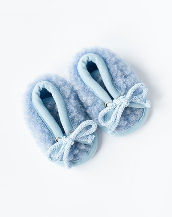 Buciki wełniane niebieskie, OSOBY - Prezent dla noworodka