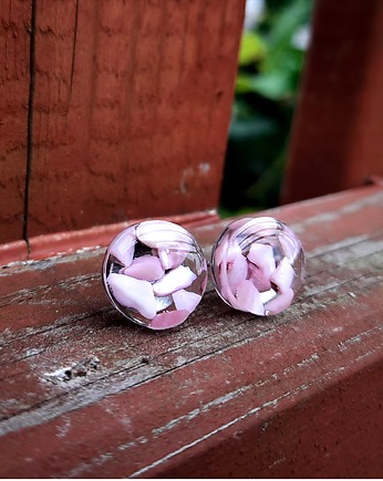 Kolczyki sztyfty z kwarcem, duże, Figa handmade accessories