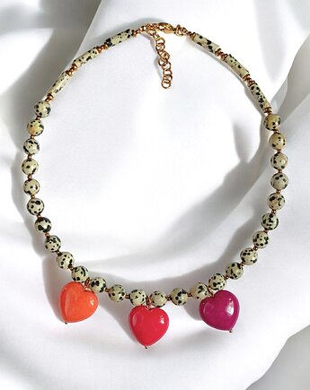 Jaspis dalmatyński i serca : naszyjnik : ENERGIA!, kaktusia