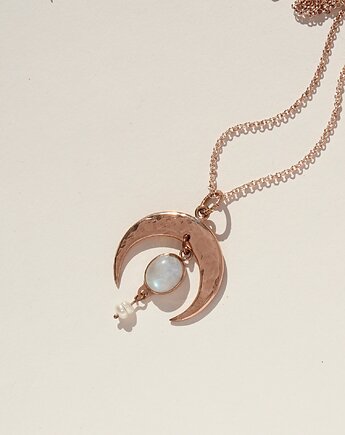 Naszyjnik z księżycem i kamieniem księżycowym, Jasminum Jewelry