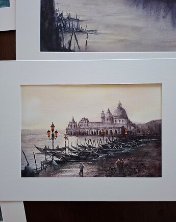 Akwarela -  Wenecja I/2026  oprawiony w passe-partout  30x40 cm, Betańska Studio