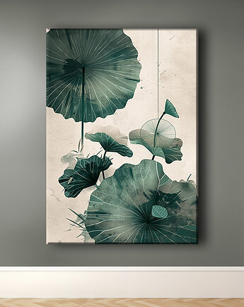 Lotus - Obraz na płótnie - Druk Blejtrama - Chiński Orient, Zen #2, Black Sapphire Art