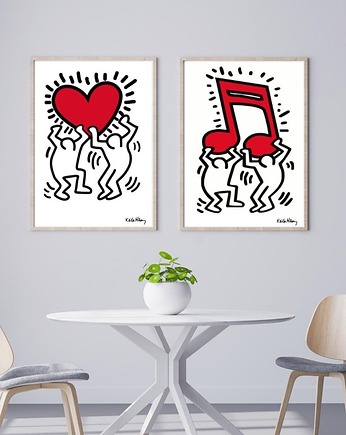 2 PLAKATY dekoracyjne pop art  Keith Haring grafiki, black dot studio