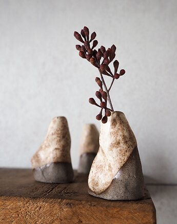 Mini wazon kremowo-szary, drobne sztuki