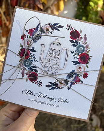 Wyjątkowy prezent dla babci - laurka - kartka na dzień babci ręcznie robiona, sorte