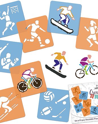 Szablony do rysowania dla dzieci // zestaw 8 szt. // SPORT, Szablony Nakleo
