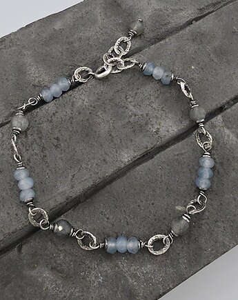 Labradoryt i błękitny jadeit - bransoletka, RayOfArt