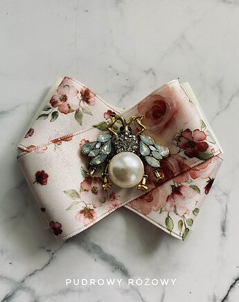 Brosza z cudnym Owadem z perłą i kryształkami   New, Pudrowy Różowy