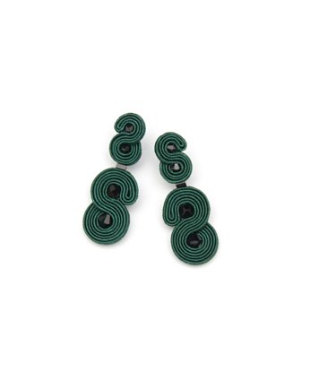 Kolczyki butelkowa zieleń - dangle stud, maanuela