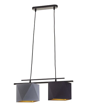 Nowoczesna 2-punktowa lampa wisząca  MADRYT GOLD z geometrycznymi kloszami, LYSNE