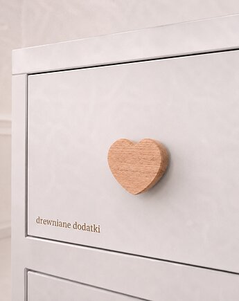 Drewniane gałki do mebli, serce, Drewniane dodatki