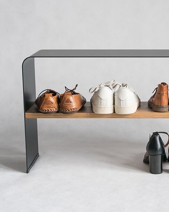 Metalowy stojak / ławka na buty z funkcją siadania, CZARNY, Gregloft
