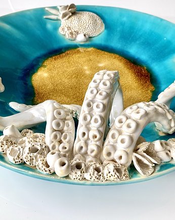 Lazurowa patera z serii SEA, NG Autorska bizuteria ceramiczna