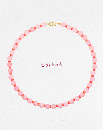 SORBET Naszyjnik RHEI z kamieni naturalnych Koral Jadeit Różowy Srebro, RHEI