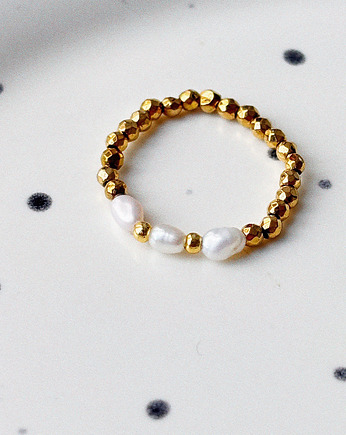 Pierścionek elastyczny Hematyt, Chmolowska Jewellery