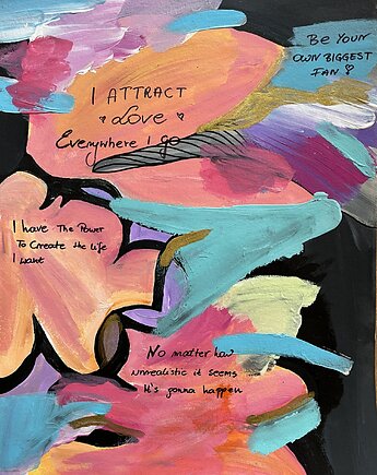 Ręcznie malowany plakat afirmacyjny I  Attract Love, Milasoo