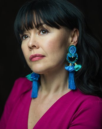 Blue flowers - niebieskie kolczyki soutache, Mró Soutache