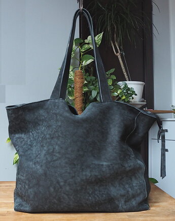 Grafitowa  skórzana torba, Łagoda