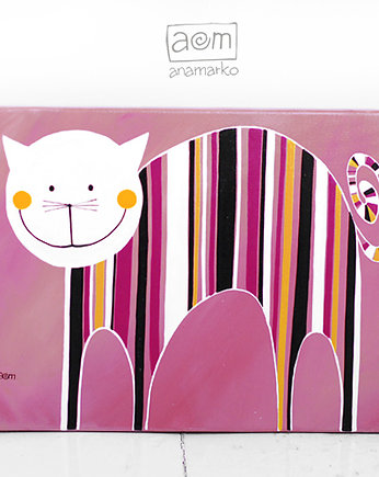 obraz 30x40- kot różowy, anamarko