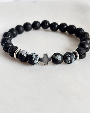 Bransoletka  męska Obsydian i Lawa, Chmolowska Jewellery