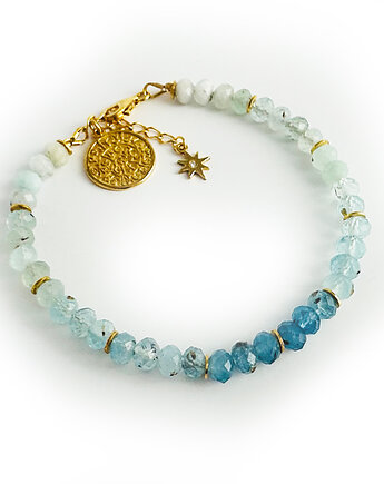 Niebieska Bransoletka Akwamaryn jeans, moneta i gwiazdka,, Anemon Atelier