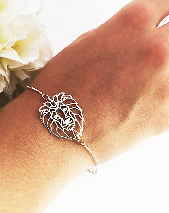 Bransoletka  z lwem, złoty lew, głowa lwa, Anemon Atelier