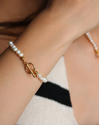 Bransoletka z naturalnych pereł oraz srebra 925 pozłacanego, Coccola JEWELLERY