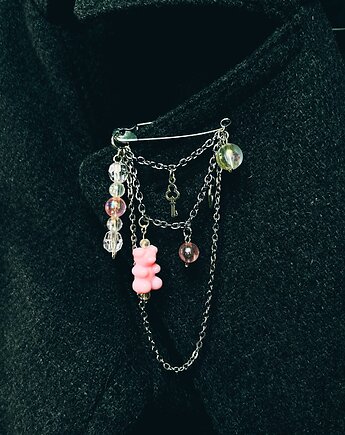 Broszka na agrafce "Punkt Zaczepienia" różowa - biżuteria  handmade, Natalia Puchalska