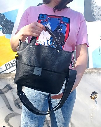Torebka shopper z ekoskóry Czarny, sabi tatka