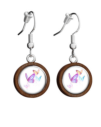 Kolczyki drewniane - Motyle- wiszące, yenoo