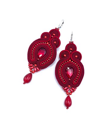Kolczyki sutasz bordowe Verra wiszące z kryształkami, Katrina Rossa