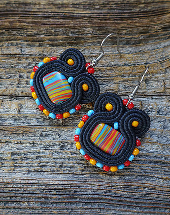 Kolorowe  kolczyki soutache, Mró Soutache
