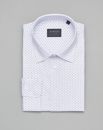 Koszula męska biała w mikrowzór 00365 długi rękaw classic fit 164/170 41, OSOBY - Prezent dla taty